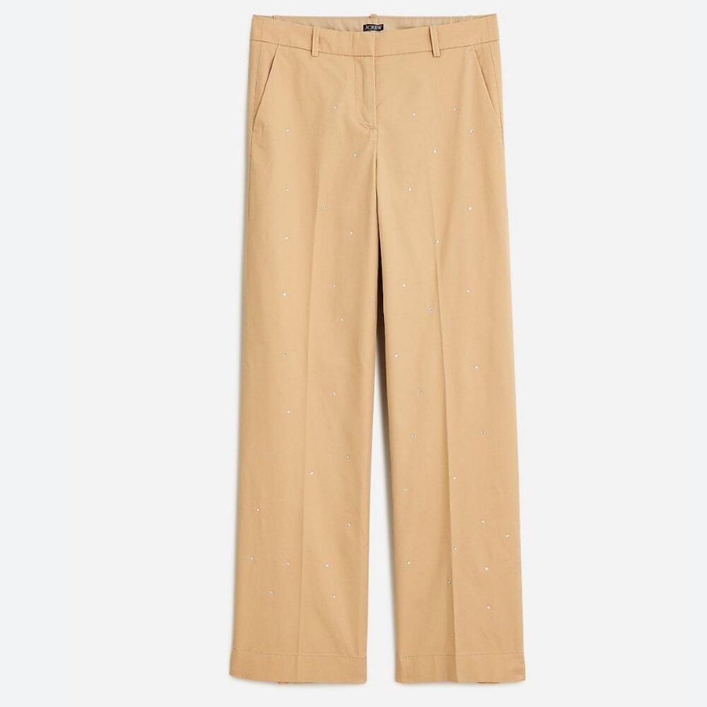 J.Crew "Sydney" wide-leg Chino Pant with Rhinestones